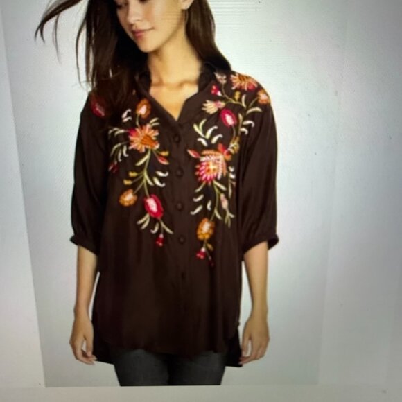 JOHNNY WAS WORKSHOP EMBROIDERED TUNIC ~ SIZE LARGE - Picture 1 of 9